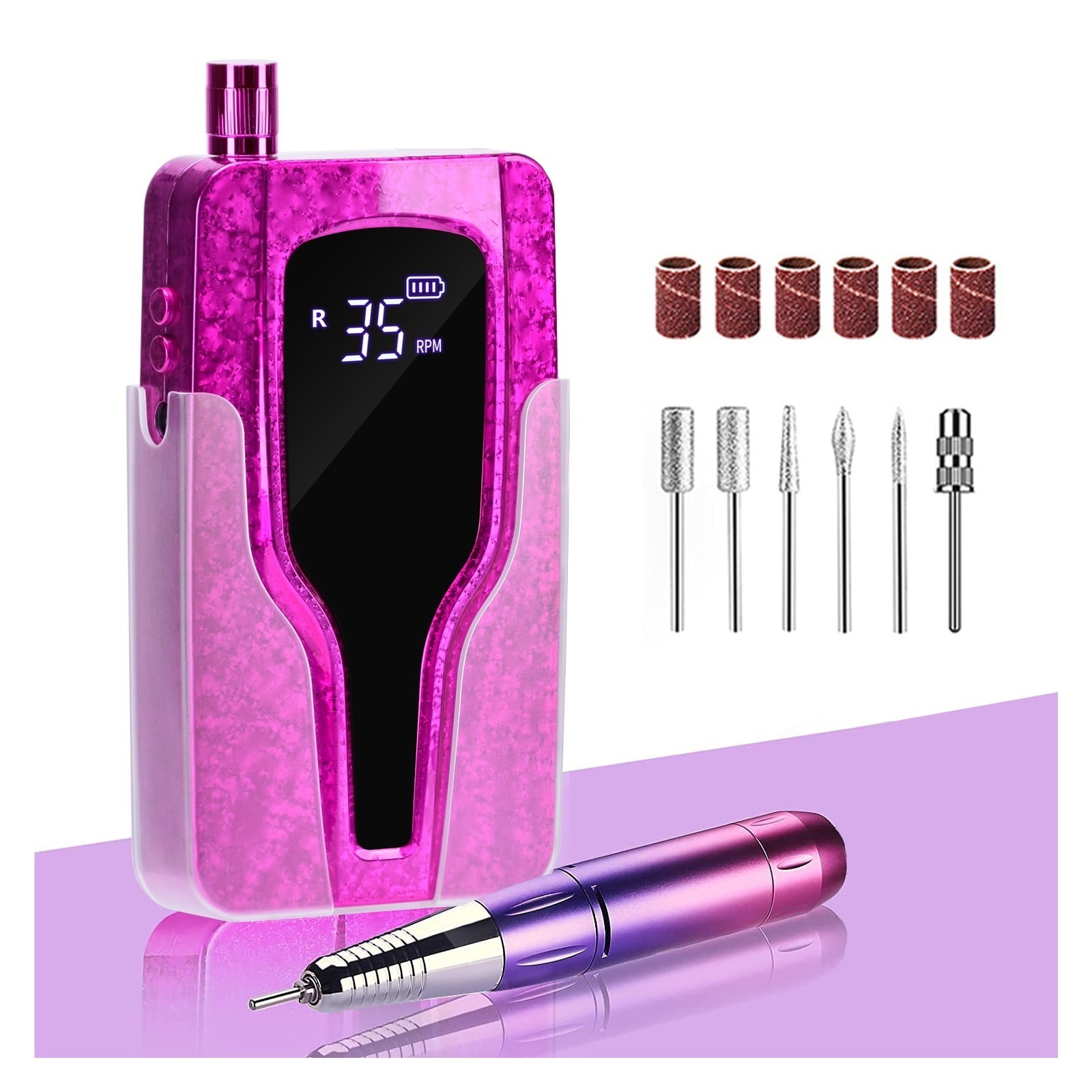 35000RPM Nail Drill Manicure Machine Rechargeable Powerful Electric Nail File Professional Nail Motor For Polish Arcylic Gel ,Lightweight and Portable