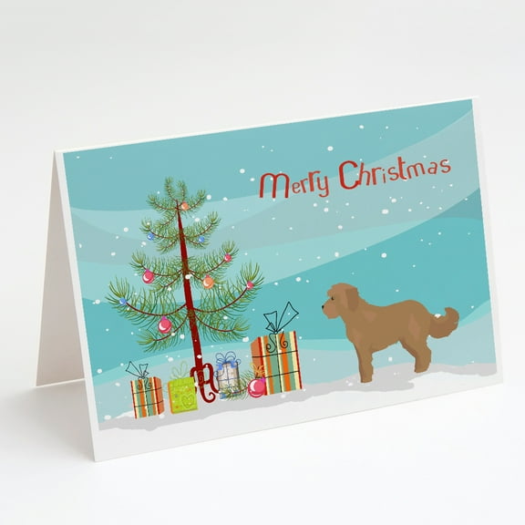 Tan Cockapoo Christmas Tree Greeting Cards and Envelopes Pack of 8