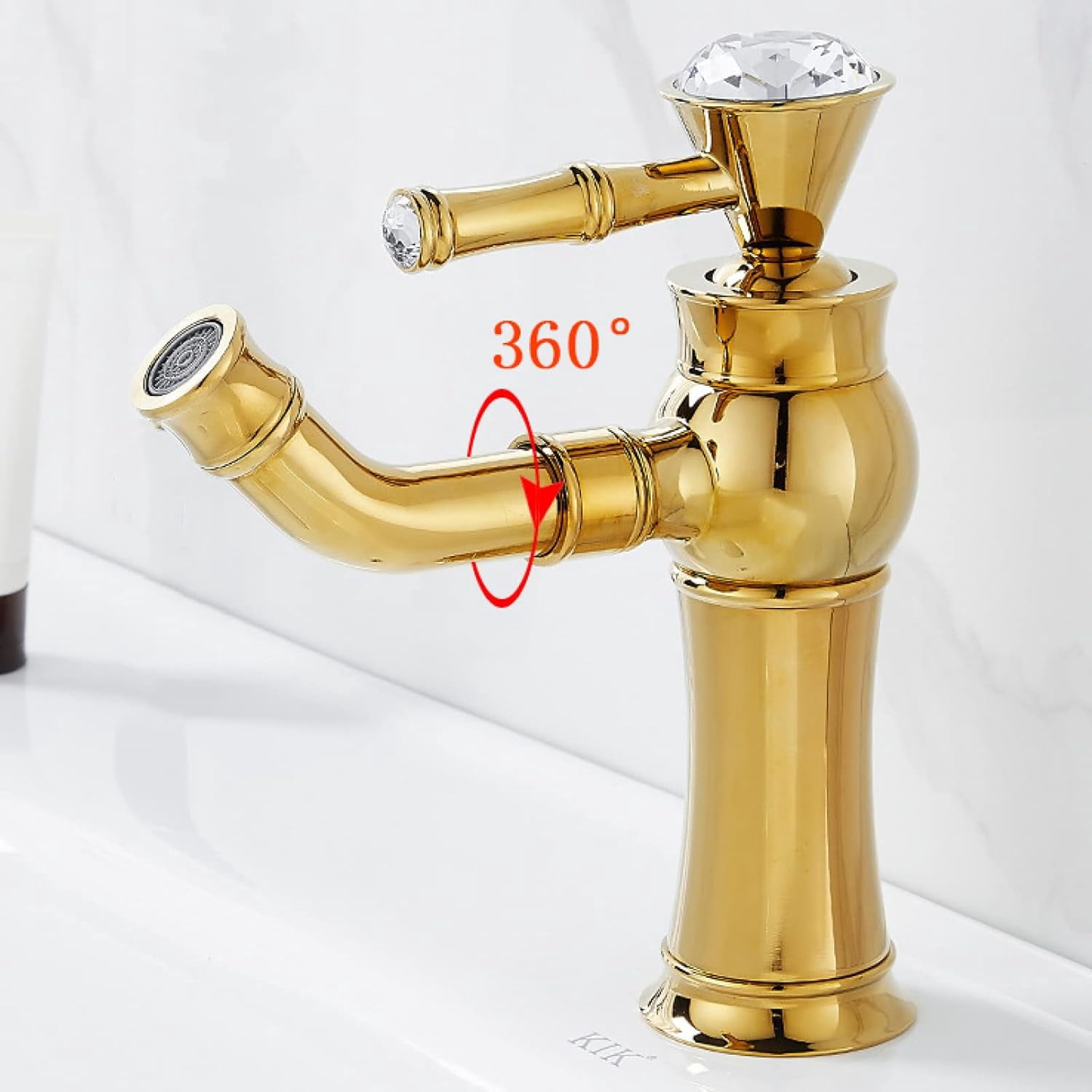 Antique Brass Bathroom Sink Faucet Gold, 360 Degree Swivel Spout Bathroom Sink Faucet, Single Hole Single Handle Bathroom Sink Faucet, High