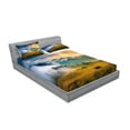 thumbnail image 2 of Ambesonne Landscape Fitted Sheet & Pillow Sham Set, Misty Mountaintops, Full, Yellow Blue Green, 2 of 2