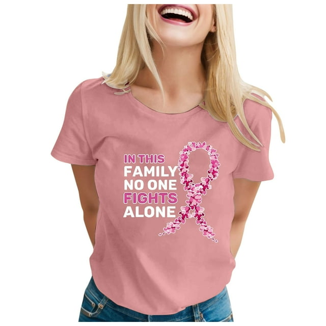 TINZ T-Shirt Imprimé Cancer pour Femmes T-Shirt à Manches Courtes Publicité Internationale T-Shirt de Travail pour Femmes T-Shirts d'Entraînement pour Femmes