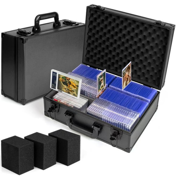 MewVeer Top Loader Case, Trading Card Storage Box with Key Lock for Sports Cards, Trading Cards, Hard Case Holds 600+ Top Loaders or 130+ 35pt One Touch