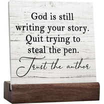 God Is Still Writing Your Story, Prayer Room Decor,Bible Verse Decor, Christian Art Gifts, Christian Decor Ceramic Table Sign Decoration For Home Office, Inspirational Signs Shelf Table Decor