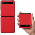 thumbnail image 4 of Fit for Galaxy Z Flip Case, Litche Partten Premium Genuine Leather Protective Cover Case for Samsung Galaxy Z Flip (2020),6.7",Red, 4 of 14
