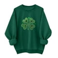 thumbnail image 2 of ClodeEU Women St. Patrick's Day Clover Print Sweatshirt，Long Sleeve Round Neck Casual Fashion Pullover Green 01,Womens Plus L, 2 of 6