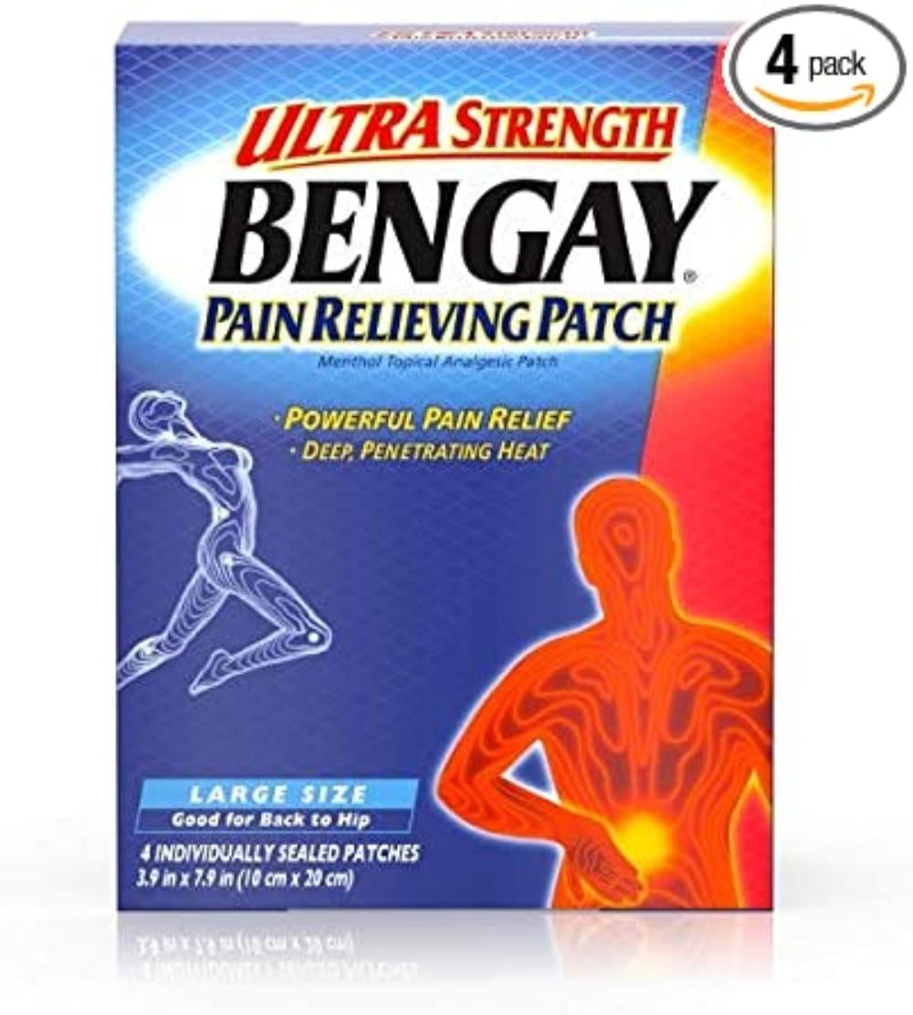 BENGAY Ultra Strength Pain Relieving Patches Large Size 4 Each (Pack of 4), Bengay By Brand Bengay