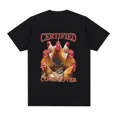 thumbnail image 2 of Camiseta con estampado de pollo y meme de pollo certificado para amantes de los gallos, divertida camiseta para hombre y mujer, 100 % algodón, informal, de manga corta, de gran tamaño, ropa de calle, 2 of 5