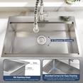 thumbnail image 4 of GloryStar Top Mount Single Bowl Kitchen Sink, Drop-In Stainless Steel Design, 4 of 8