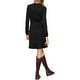 thumbnail image 3 of Vestido de manga larga INSPIRE CHIC para mujeres, Casual 2025, con cuello redondo, tejido de punto acanalado y textura S Negro, 3 of 6