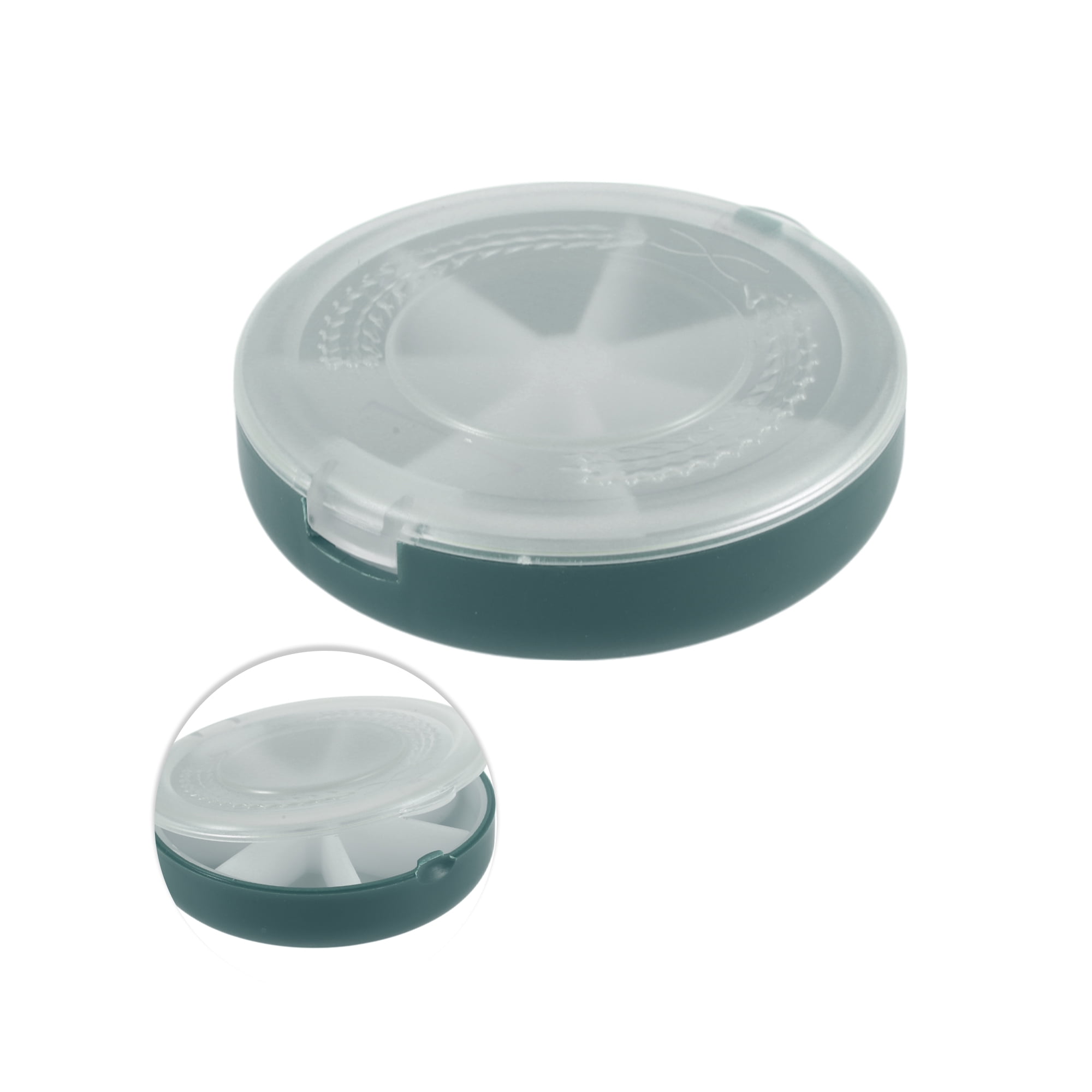 Unique Bargains Lightweight 7 Grids Flip Up Circular Pill Case 1 Pc Green