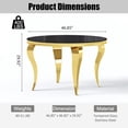 thumbnail image 2 of Round Glass Dining Table, S-Shaped Stainless Steel Legs, 47" Black Mirrored Tempered Glass Top, for Dining Rooms & Apartments, 2 of 7