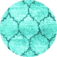 thumbnail image 1 of Ahgly Company Machine Washable Indoor Round Abstract Turquoise Blue Contemporary Area Rugs, 6' Round, 1 of 4