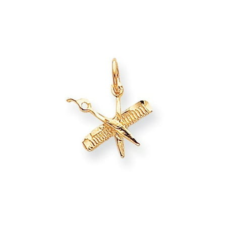 10k Yellow Gold Comb & Scissors Pendant