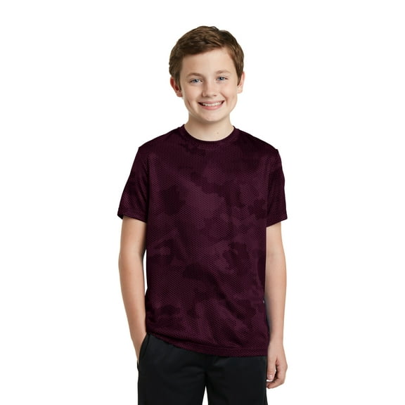 Sport-Tek Youth CamoHex Tee-S (Maroon)