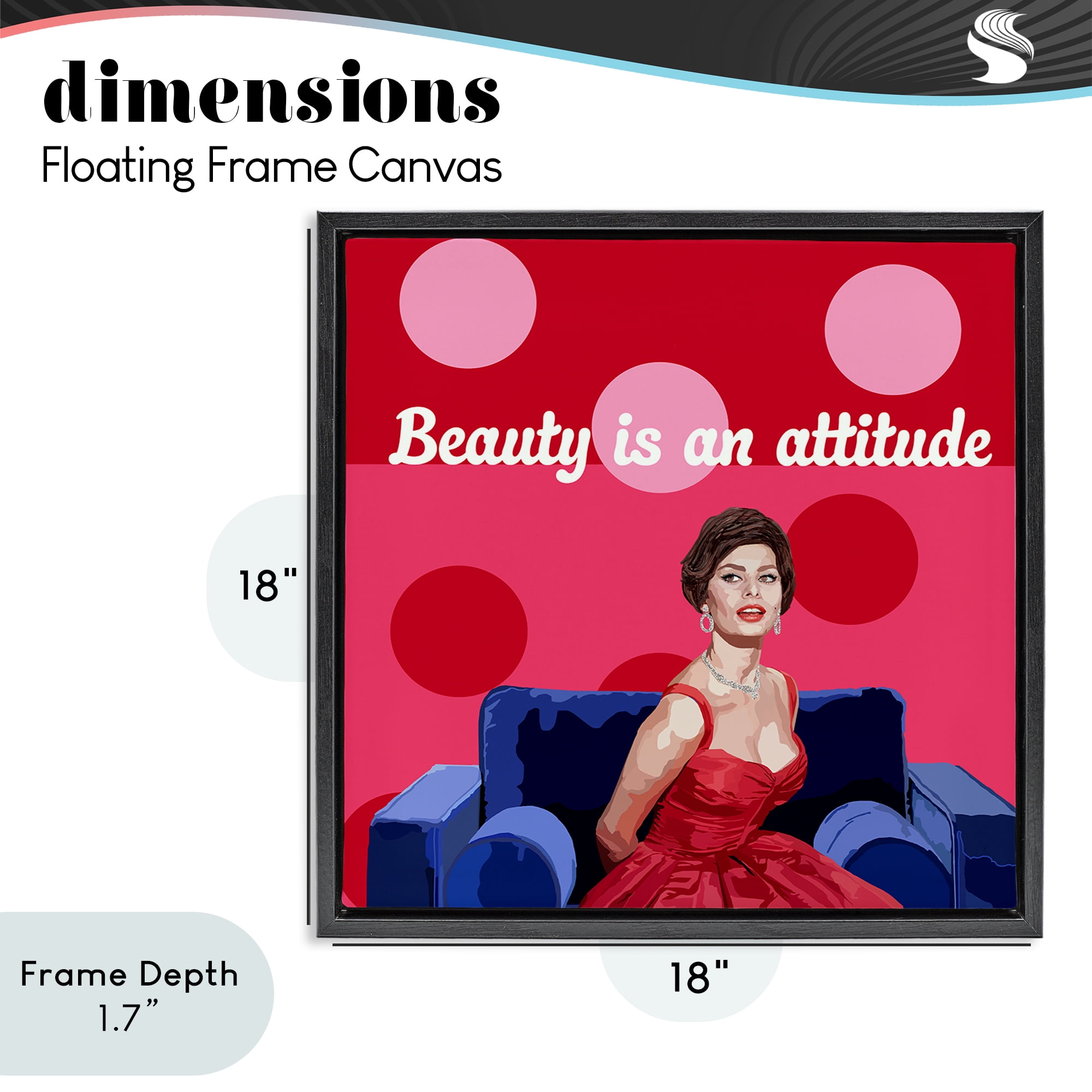 Stupell Industries Beauty Is An Attitude Black Framed Floater Canvas Wall Art, design by Lynnda Rakos