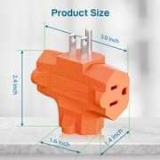 K KASONIC 3 Way Plug Adapter, Heavy-Duty Grounded Power Tap, 15Amp 125V Tap Adapter Plug, Orange (3 pack)