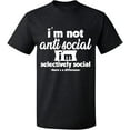 thumbnail image 2 of OXI T-Shirt - I Am Not Anti Selectively Social, Basic Casual T-Shirt for Men's and Women Fleece T-Shirt Short Sleeve - Dark Heather Small, 2 of 3