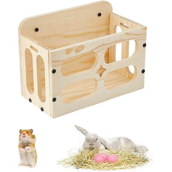 1Set Guinea Pig Hay Feeder Rabbit Hay Feeder Wooden Hay Manger Rack Grass Holder Food Dispenser Holder Cage for DIY Rabbit Bunny Chinchillas Guinea Pig Small Animal Supplies