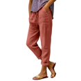 thumbnail image 5 of Womens Capri Pants Fashion Elastic Waist Solid Cotton Linen Casual Pants for Women Rose Gold, 5 of 5