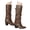 Khaki, variant on Fold Over Knee High Boots Womens Slouchy Pointy Toe Chunky Heel Western Tall Riding Boots