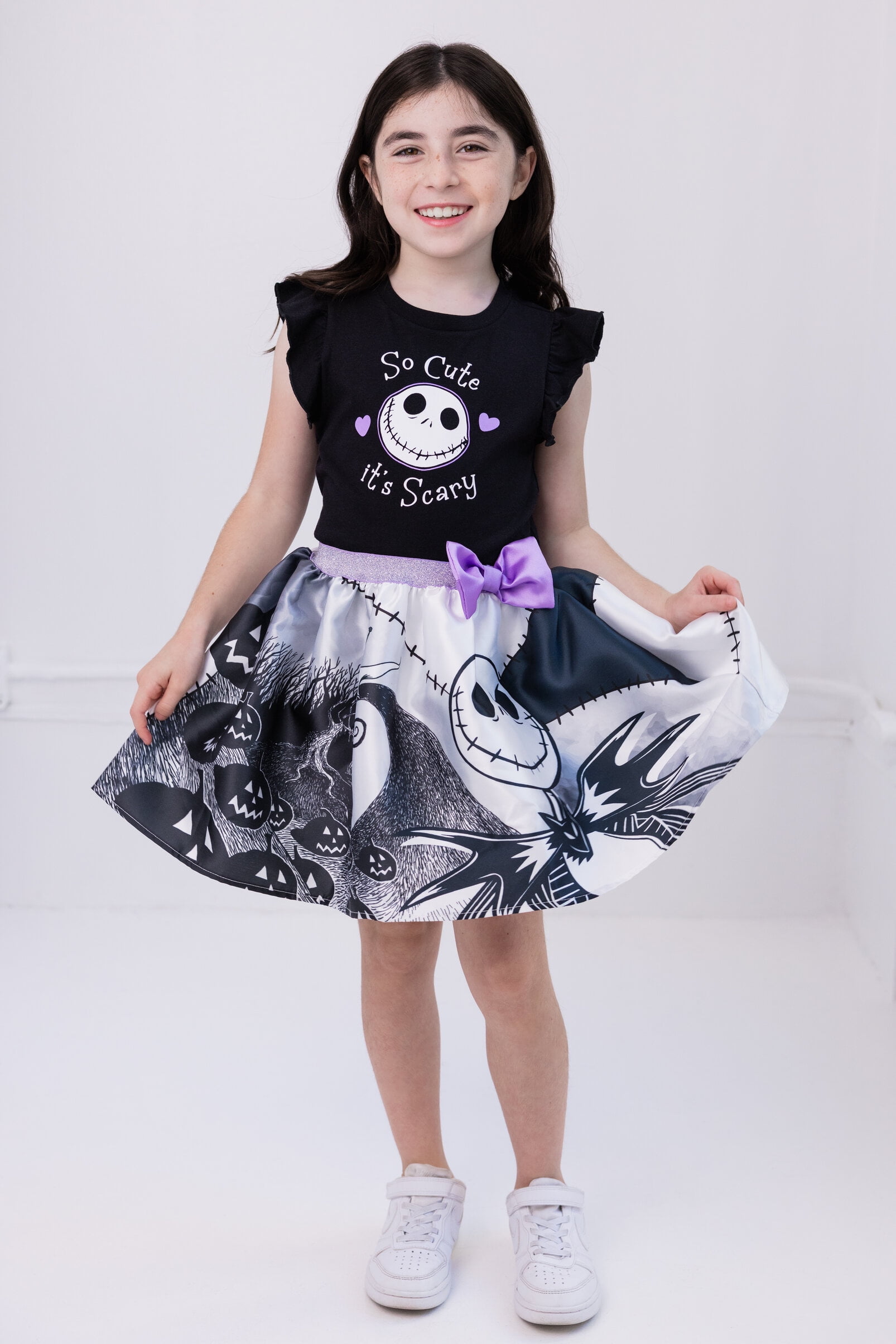 Disney Nightmare Before Christmas Jack Skellington Tank Top and Satin Skirt Toddler to Big Kid