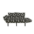 thumbnail image 2 of Exotic Futon Couch, Big Monstera Leaves Outline Drawn in Golden Yellow Tone Retro Hawaiian, Daybed with Metal Frame Upholstered Sofa for Living Dorm, Loveseat, Charcoal Grey and White, by Ambesonne, 2 of 4