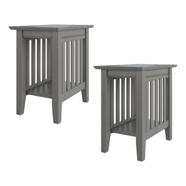 AFI Tables d'Appoint Modernes en Bois Massif (Ensemble de 2) en Gris