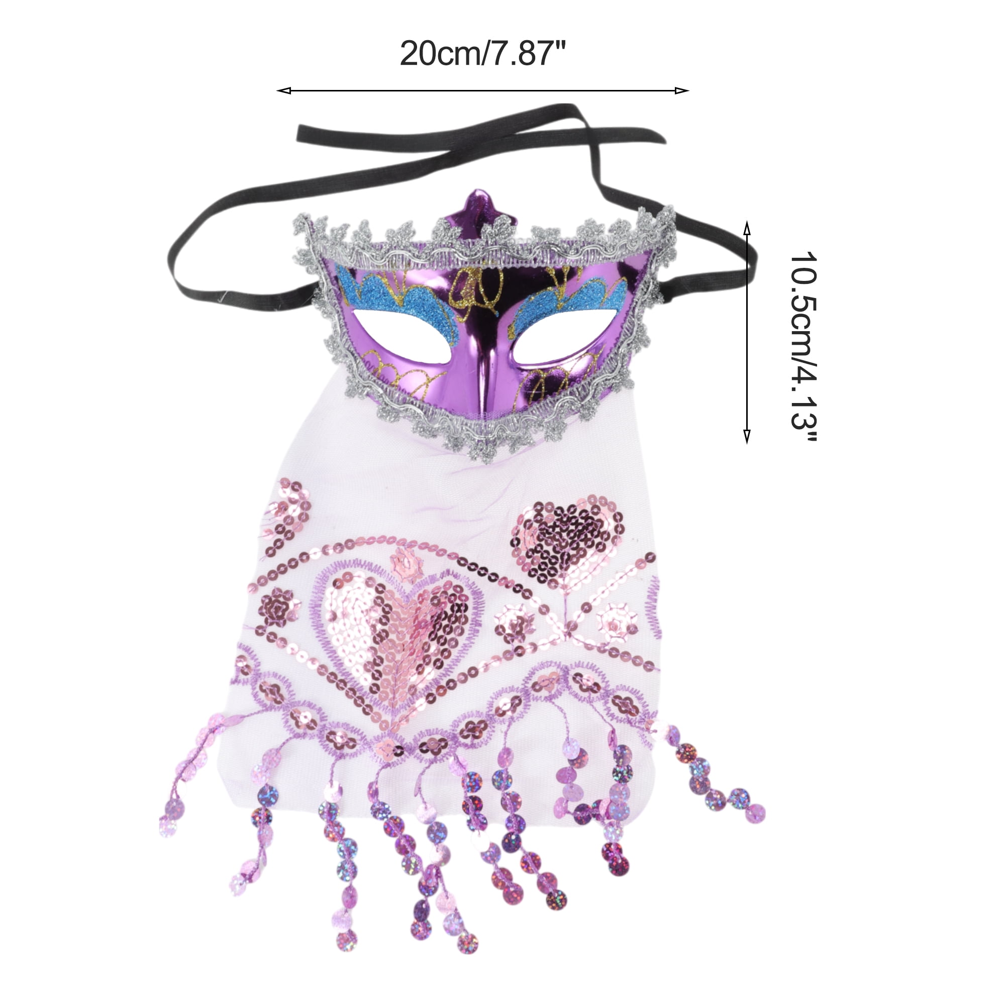 Unique Bargains 1 Pack Elegant Veiled Half Face Party Mask Purple
