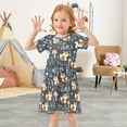 thumbnail image 3 of Cute Fox and Mushrooms Short Sleeve Dress A-Line Cute Midi Casual Sundress 2-8 Years, 3 of 6