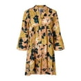 thumbnail image 4 of Womens Summer Dresses Ladies Plus Size Loose Print Long Sleeve V Button Mini Sun Dress Orange XL, 4 of 5