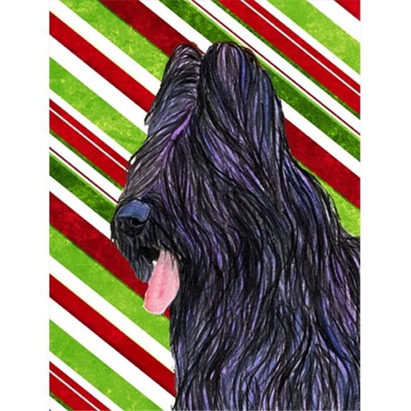 11 x 15 In. Briard Candy Cane Holiday Christmas Flag, Garden Size