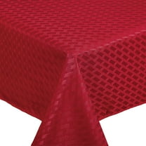 Violet Linen Christmas Novelties Ribbed Striped Pattern, Polyester Jacquard, Red, 52 Inch by 70 Inch, Seats 4 to 6 people, Rectangular Tablecloths