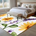 thumbnail image 6 of Rectangle Rug 5x8ft Area Rug, Spring Sunflower Purple Lavender Area Rugs for Living Room Bedroom, Green Watercolor Leaves Seamless Floor Mat Non-Slip Non-Shedding Carpet Indoor Accent Rugs, 6 of 8