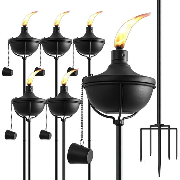 Juego de 6 antorchas metálicas para exteriores ZSPENG, 143 cm, ajustables