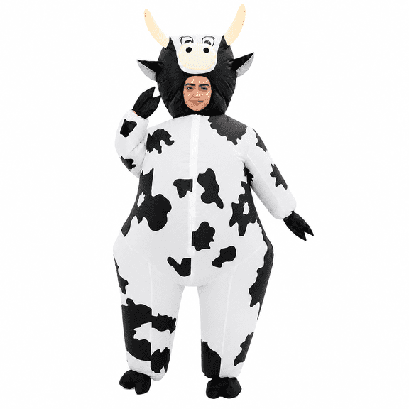 Inflatable Cow Costume for Adults, Funny Full Body Blow up Cow Suit for Men Women, Halloween Farm Animal Party Cosplay Outfit