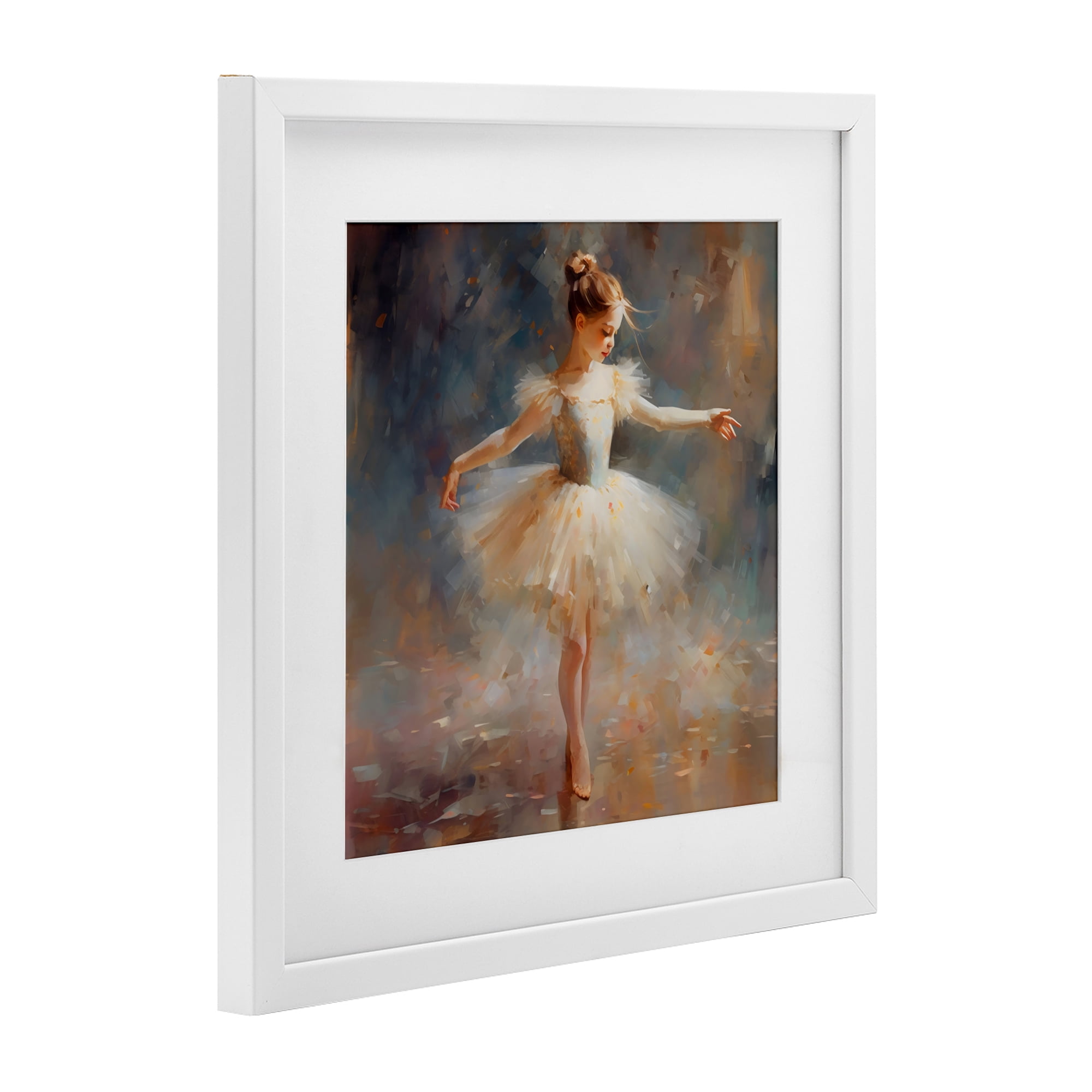 Stupell Industries Ballerina In White Tutu White Framed Print Under Glass, design by Creative Studio