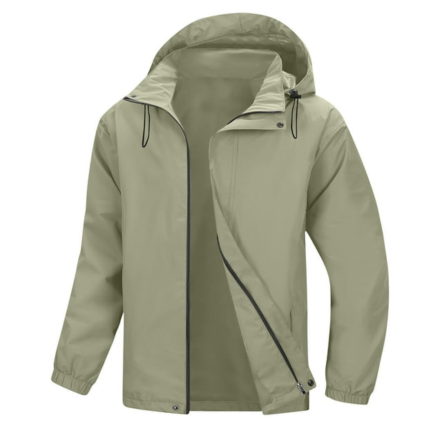 fatyb Veste Légère pour Hommes avec Capuche Imperméable Manteau Extérieur Décontracté Coupe-Vent pour Randonnée