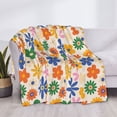 thumbnail image 3 of Balery Groovy Daisy Flowers Manta de Franela con Dibujo, Lujo Ultra Suave y Cálido, Antipelusa y Resistente a las Arrugas para Cama, Sofá, Camping -60"x50", 3 of 6