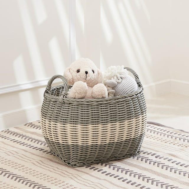 Panier de Rangement et de Linge en Résine Ovale de 20 Pouces Hannah avec Poignées- Taille L