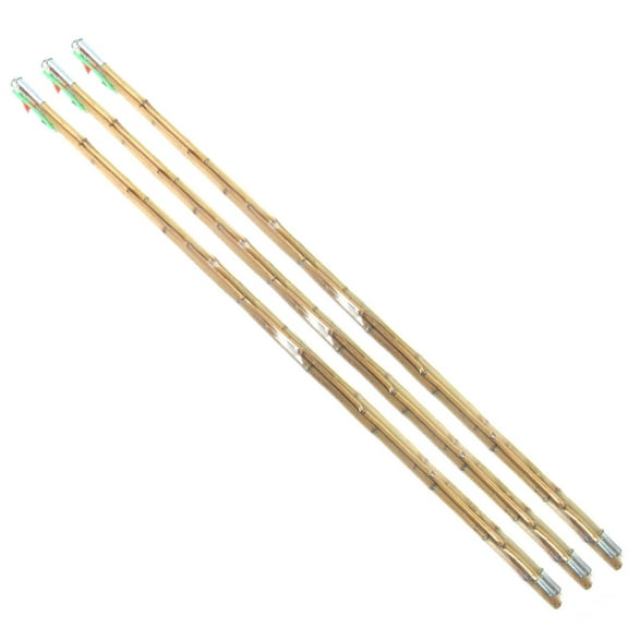 11.5 ft Bamboo Cane Fishing Pole w/ Bobber, Hook, Line, Sinker - 3-piece construction Vintage Fishing Pole - 3 Sets