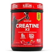 Six Star Pro Nutrition Creatine X3 BCAA Amino Acid Blend Powder, Fruit Punch, 2.18 lbs, 30 Servings