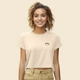 thumbnail image 4 of Dalix Cappuccino Embroidered Cropped Flowy Soft Cotton Short Sleeve T Shirt Womens in Heather Dust S Small, 4 of 5