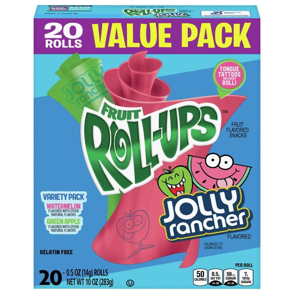 Betty Crocker Fruit Roll Ups Jolly Rancher Variety Pack 20 ct & Ghirardelli Double Chocolate Premium 18 oz