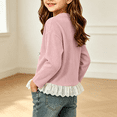 thumbnail image 6 of NEBWOAK Girls Drop Shoulder Long Sleeve Top Casual Stretchy Rib Knit Bow Pullover Shirt with Ruffle Lace Hem,Size 3-4T, 6 of 8