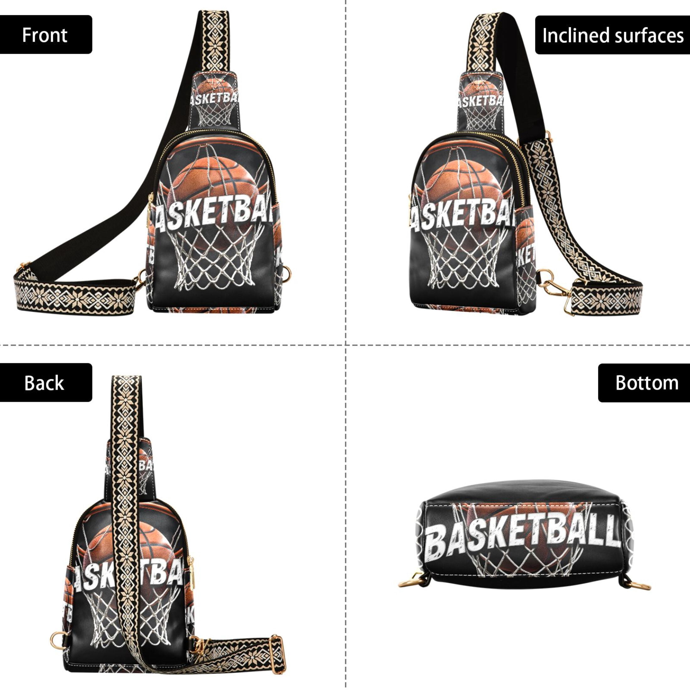 ALAZA Cool Basketball Sling Bag for Women Men Waterproof Crossbody Chest Bags