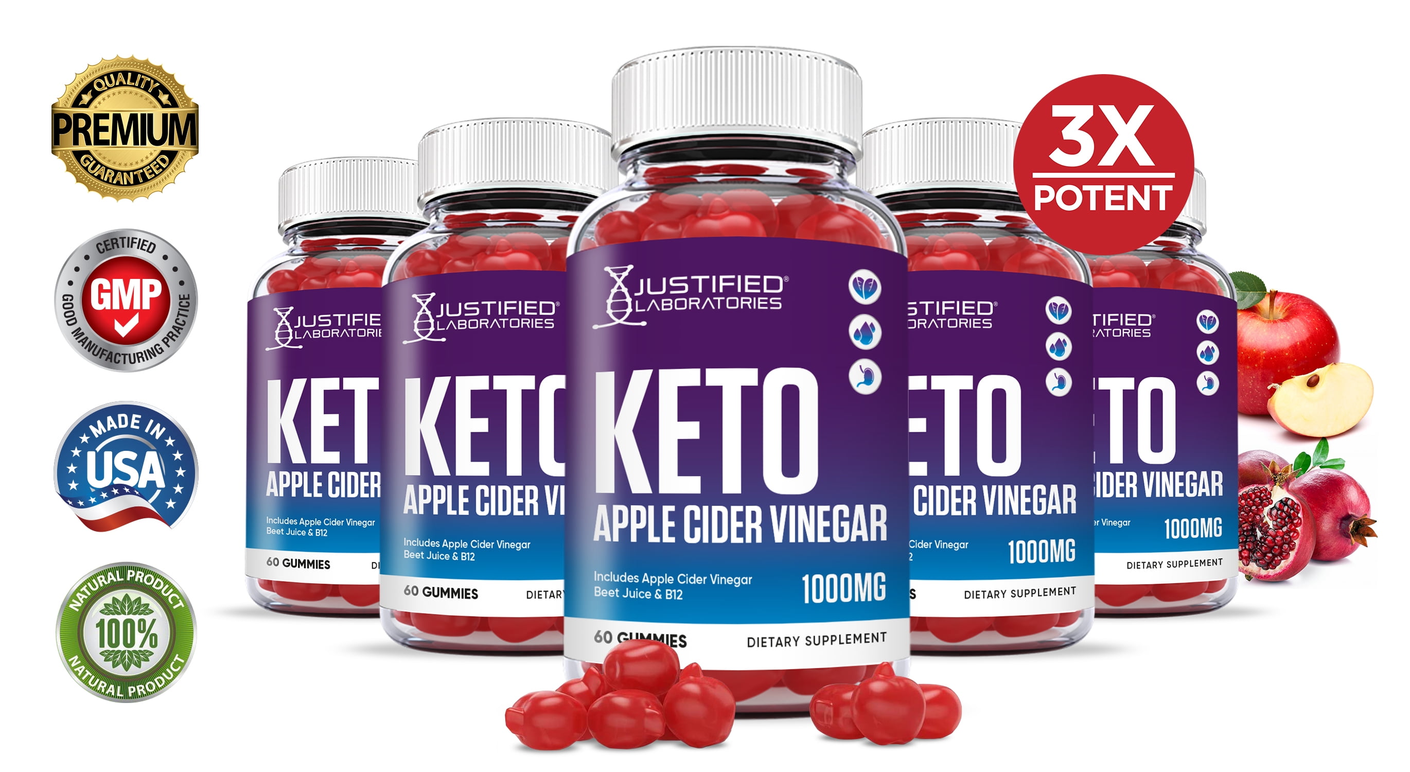 Buy Keto Apple Cider Vinegar Gummies 1000MG ACV Made From The Mother