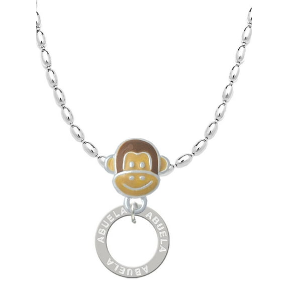 Delight Jewelry Silvertone Abuela Eternity Ring Mia Monkey Charm Necklace