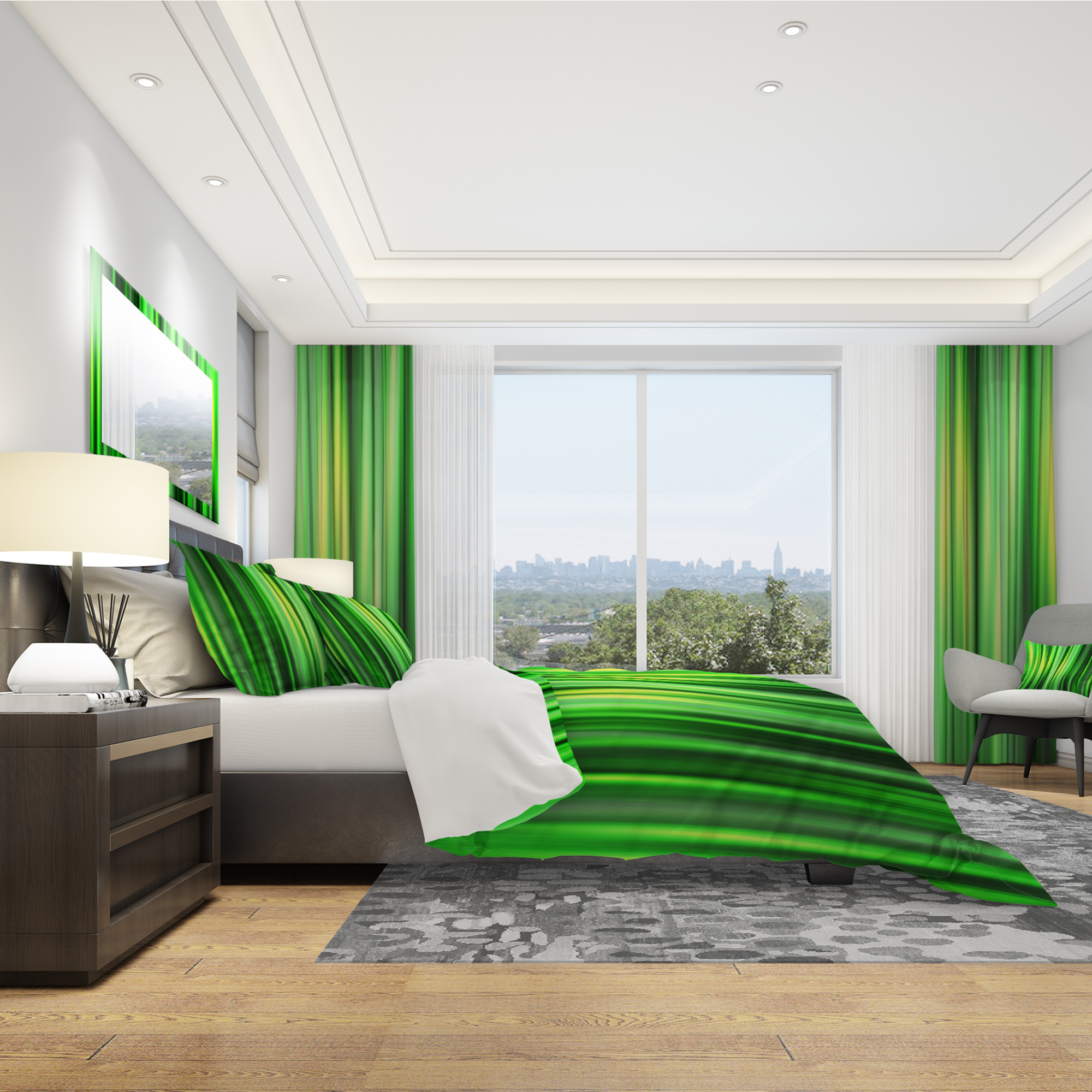 Designart 'Abstract Bamboo' Modern & Contemporary Duvet Cover Set