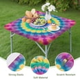 thumbnail image 4 of Pink Tie Dye Petal Mandala Pattern Square Fitted Tablecloth with Elastic Edge,Square Table Cover,Washable Elastic Table Cover for Home Kitchen Party Decor 34"x34", 4 of 6