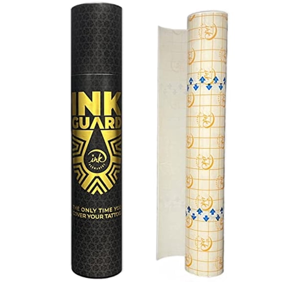 Ink Guard Tattoo Aftercare Waterproof Transparent Adhesive Bandage 10" x 6 Feet (25 cm X 1.83m) Second Skin Healing Protective Clear Adhesive Bandages Holds for 5 Days, Extra Adhesive Cover Up Roll